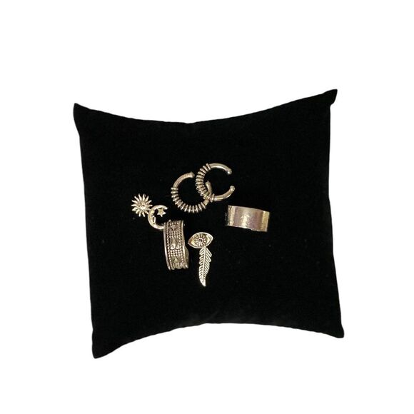 Silver Antique Post Earrings Multiple Ear Cuff Set - Picture 4 of 4